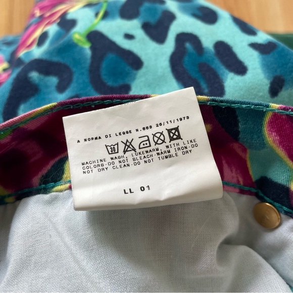 Versace Jeans Couture Vintage 90s Y2K Blue Leopard Print Flower Straight Jean 30 - Picture 10 of 12